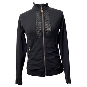 ZYIA ACTIVE Womens Black Full Zip Athletic Jacket Mesh Detail  Size M
